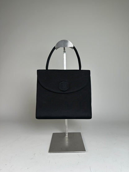 Vintage Givenchy Textured Fabric Handbag Black Gold