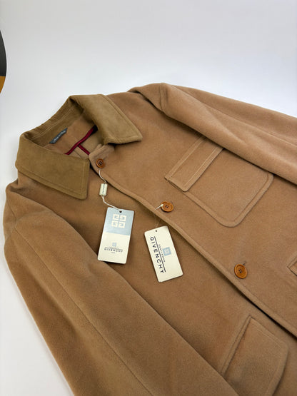Vintage Givenchy Men's Wool Cashmere Overcoat c. Late 1980s Tan L