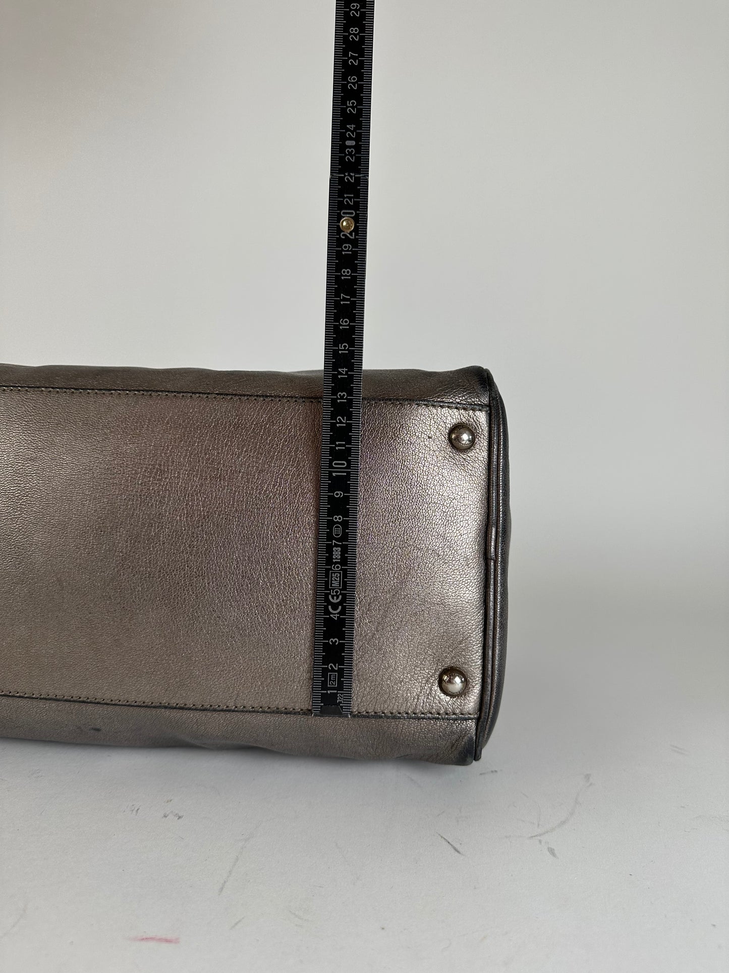 Vintage Salvatore Ferragamo Gancini Leather Bowling Bag Anthracite
