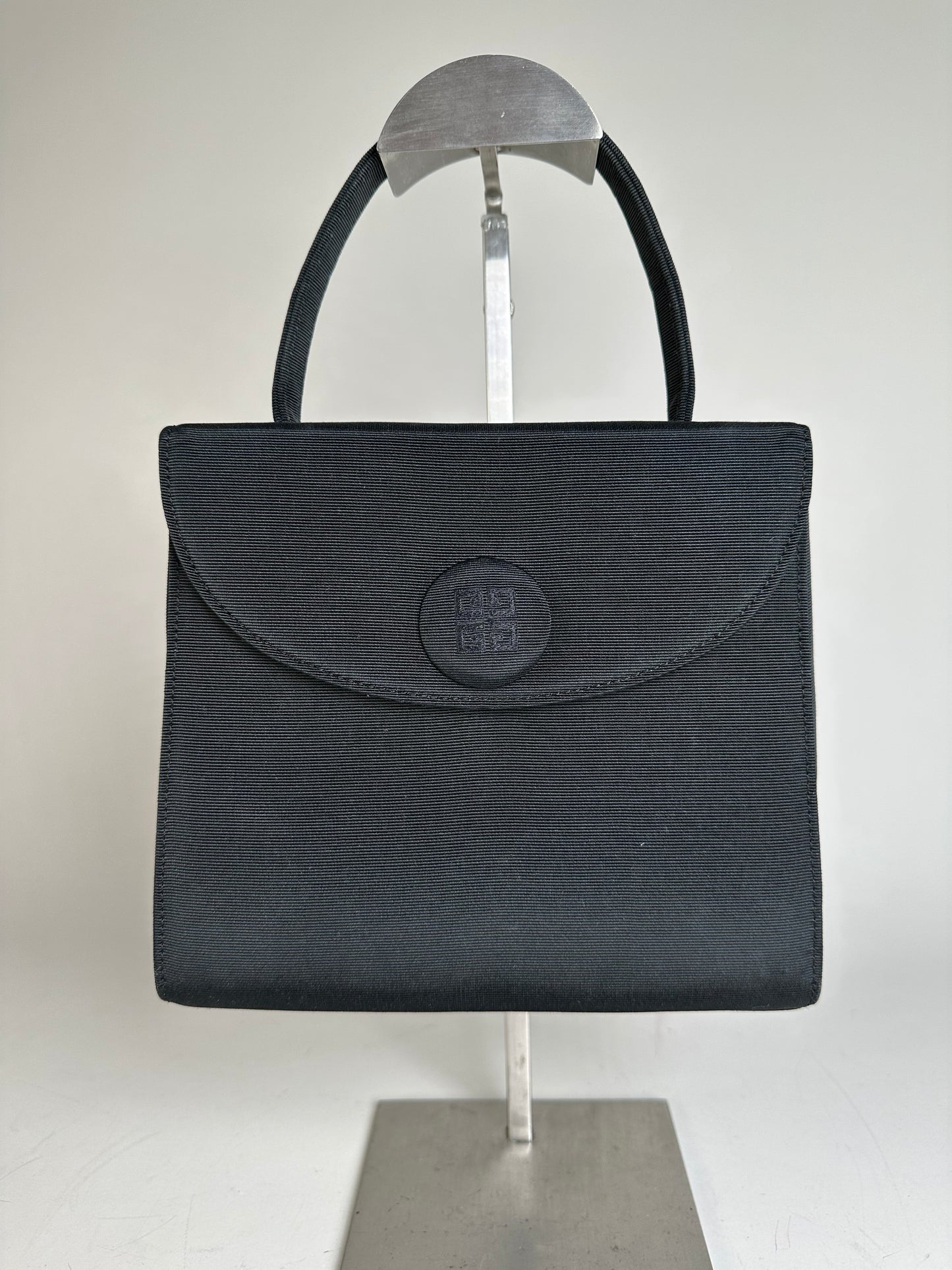 Vintage Givenchy Textured Fabric Handbag Black Gold