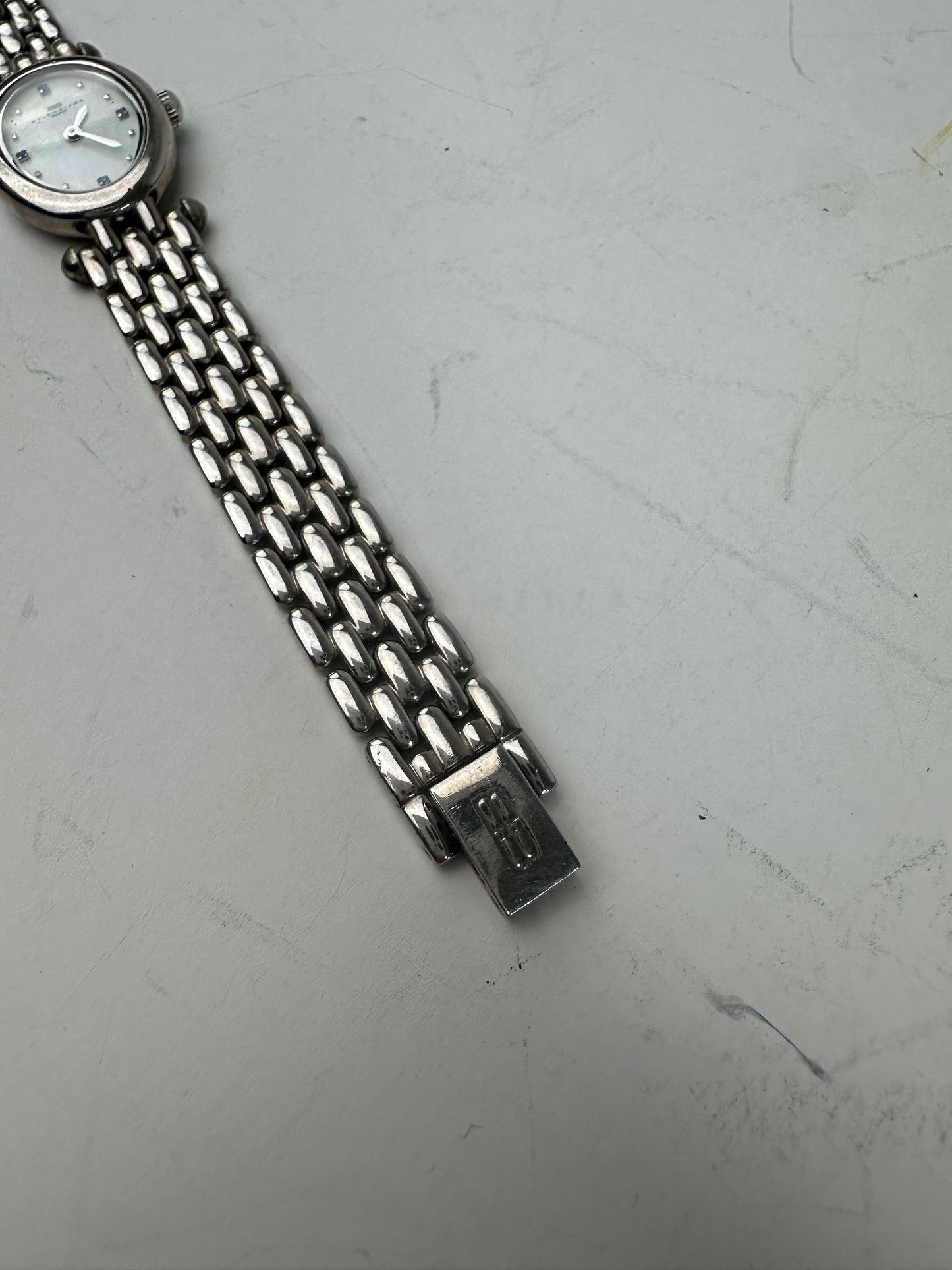Vintage Balenciaga Stainless Steel Bracelet Watch Silver White