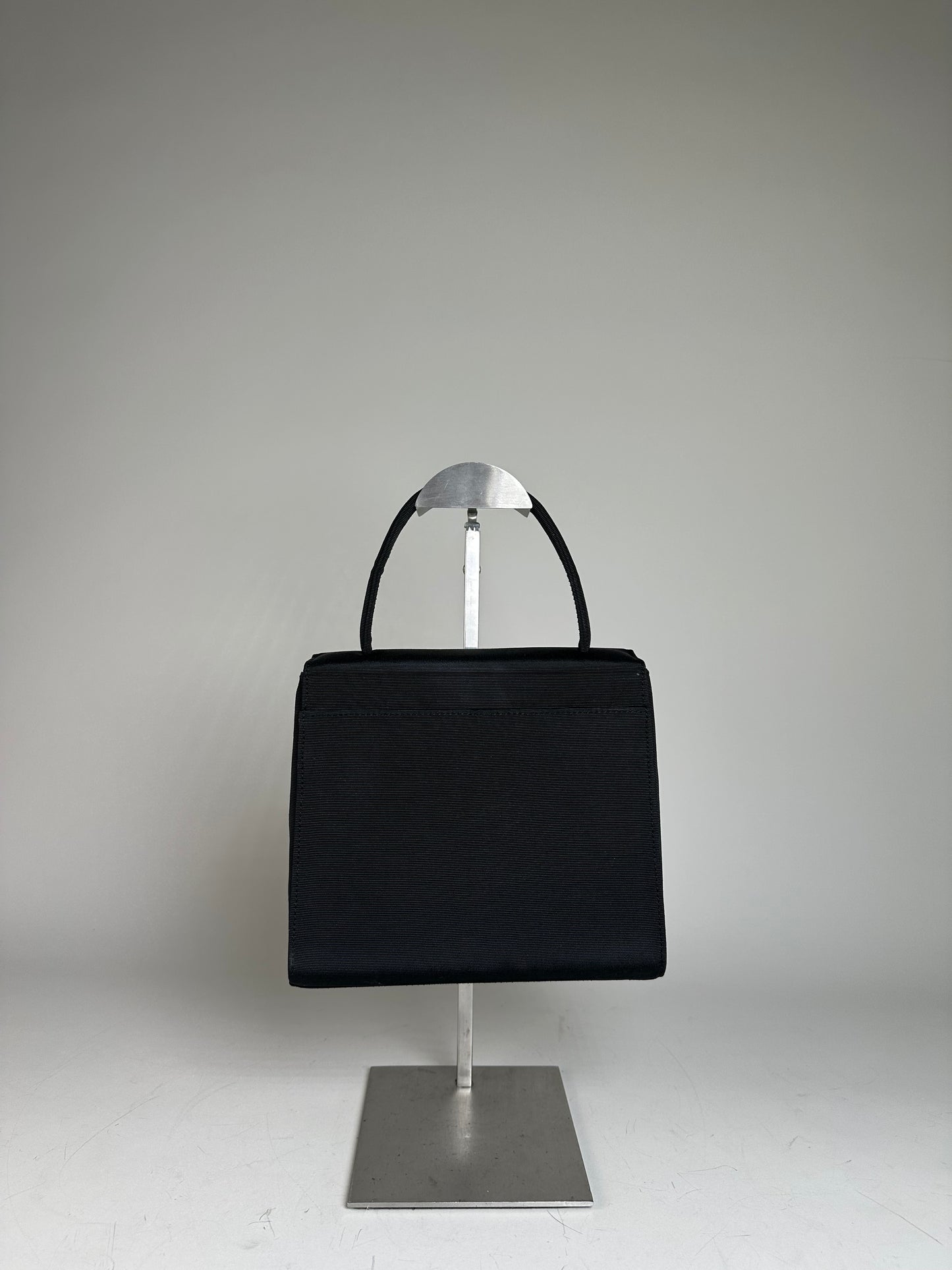 Vintage Givenchy Textured Fabric Handbag Black Gold