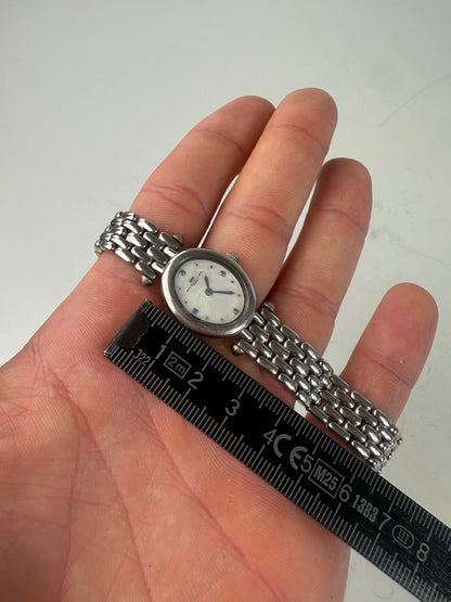 Vintage Balenciaga Stainless Steel Bracelet Watch Silver White