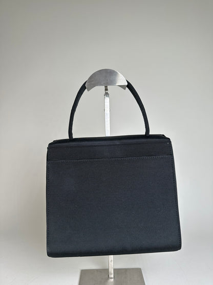 Vintage Givenchy Textured Fabric Handbag Black Gold