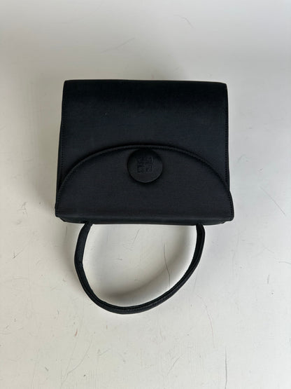 Vintage Givenchy Textured Fabric Handbag Black Gold
