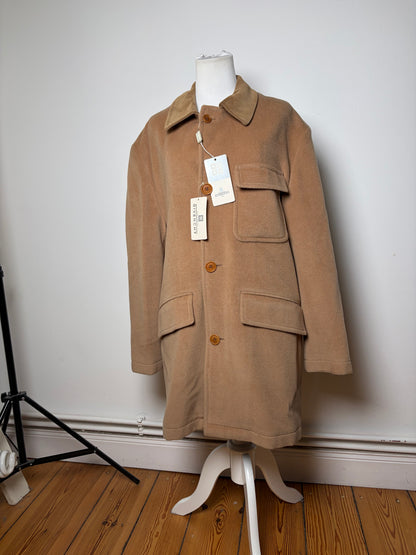 Vintage Givenchy Men's Wool Cashmere Overcoat c. Late 1980s Tan L