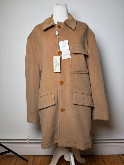 Vintage Givenchy Men's Wool Cashmere Overcoat c. Late 1980s Tan L
