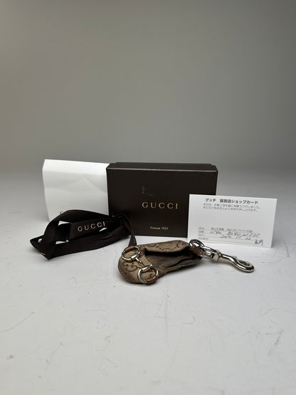 Vintage Gucci GG Supreme Canvas Keychain Beige Brown