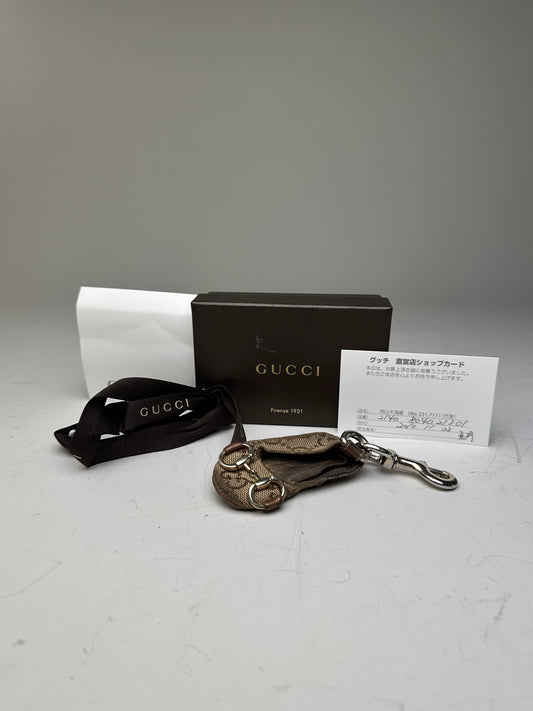 Vintage Gucci GG Supreme Canvas Keychain Beige Brown