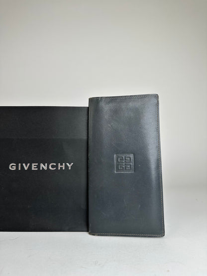 Vintage Givenchy 4G Leather Long Bifold Wallet Black