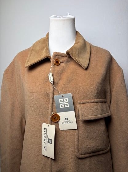 Vintage Givenchy Men's Wool Cashmere Overcoat c. Late 1980s Tan L