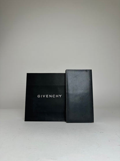 Vintage Givenchy 4G Leather Long Bifold Wallet Black