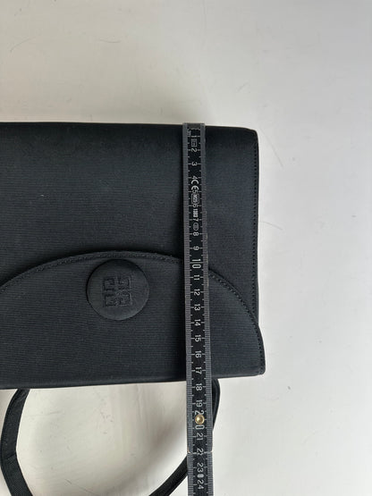 Vintage Givenchy Textured Fabric Handbag Black Gold
