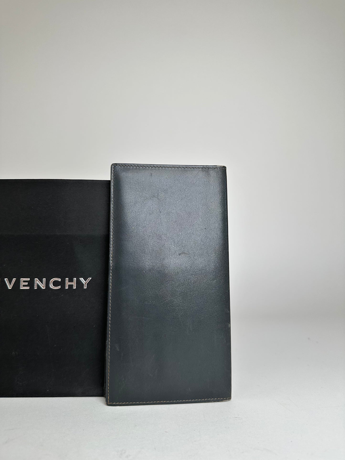 Vintage Givenchy 4G Leather Long Bifold Wallet Black