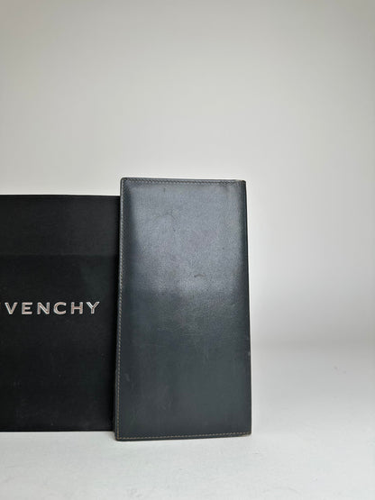 Vintage Givenchy 4G Leather Long Bifold Wallet Black