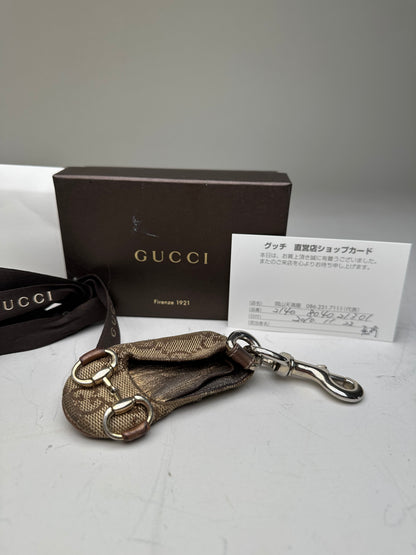 Vintage Gucci GG Supreme Canvas Keychain Beige Brown