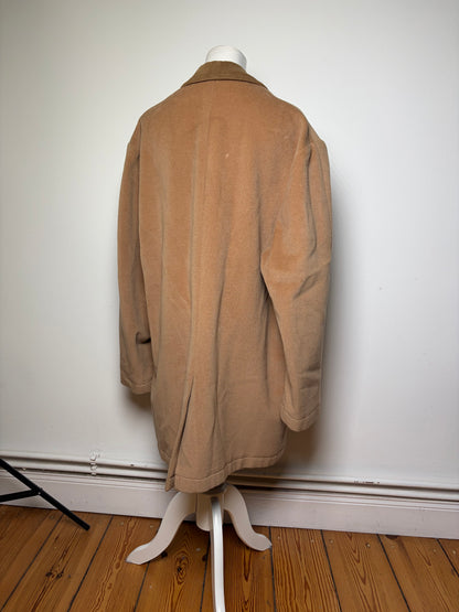 Vintage Givenchy Men's Wool Cashmere Overcoat c. Late 1980s Tan L