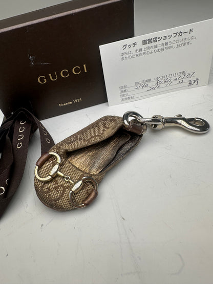 Vintage Gucci GG Supreme Canvas Keychain Beige Brown