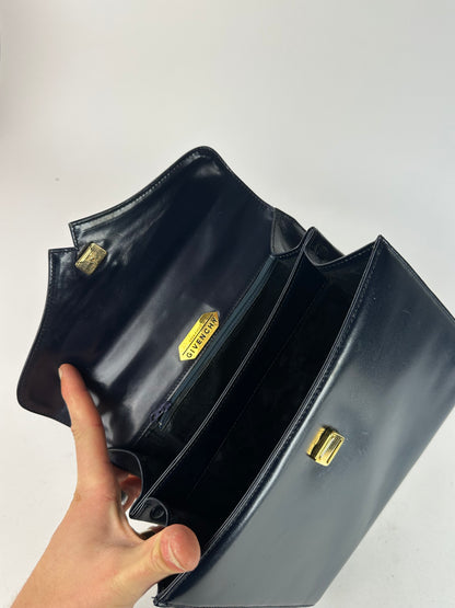 Vintage Givenchy Leather Handbag Navy