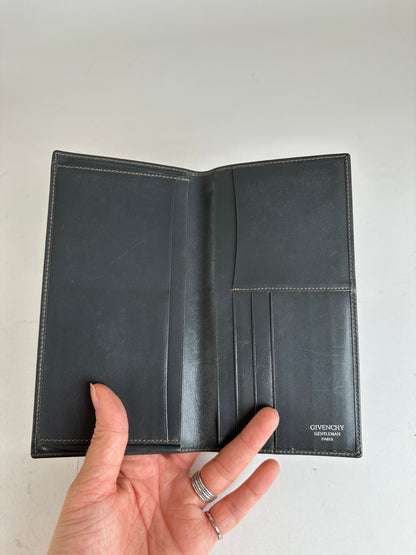 Vintage Givenchy 4G Leather Long Bifold Wallet Black