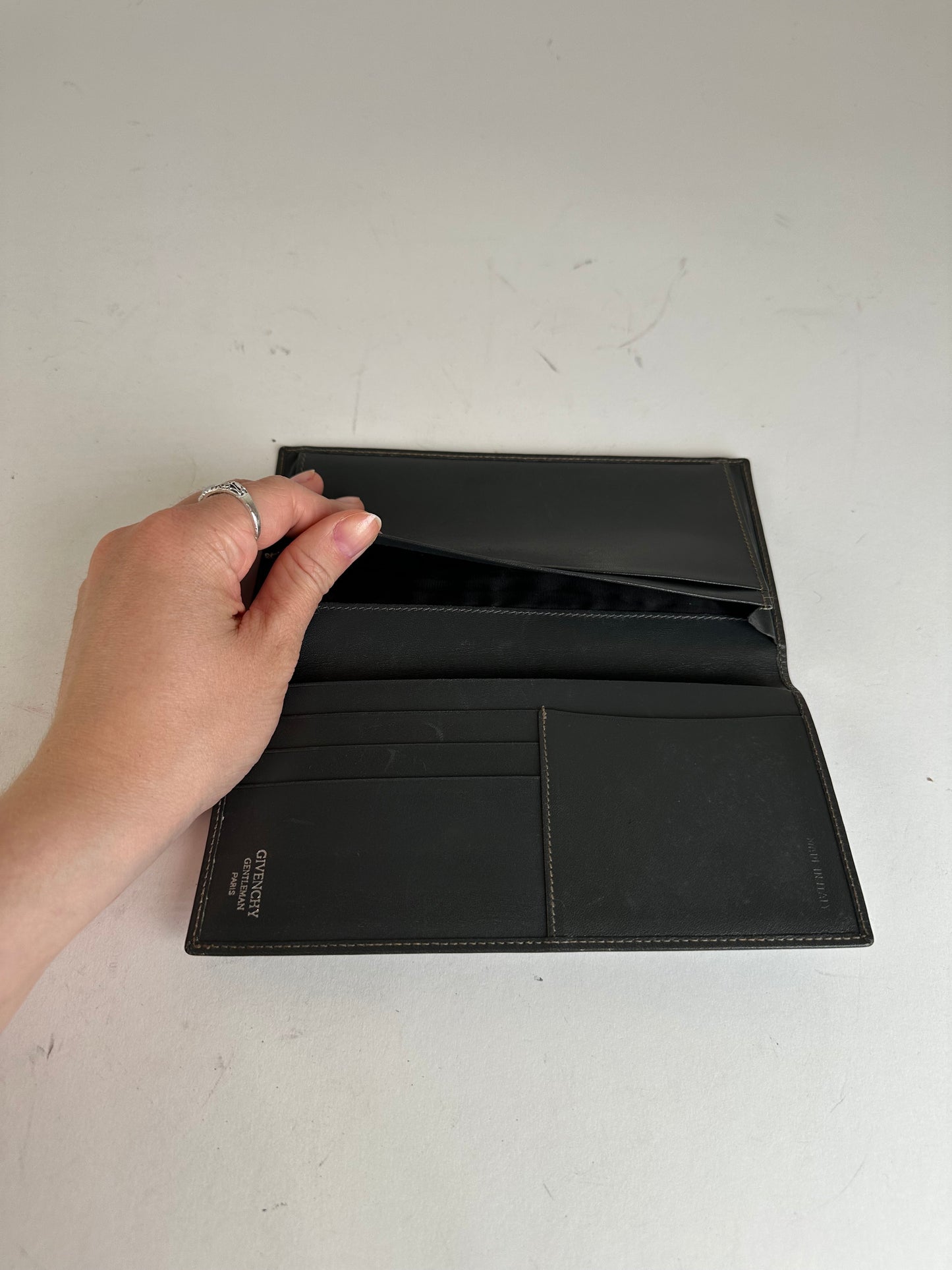 Vintage Givenchy 4G Leather Long Bifold Wallet Black