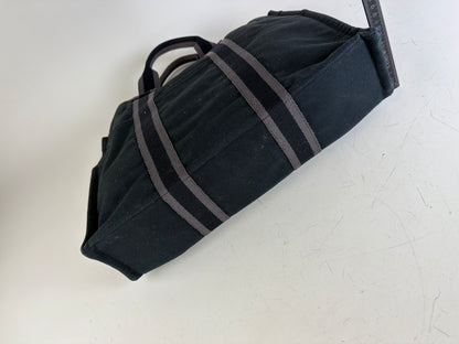 Vintage Hermes Canvas Tote Black Grey Silver