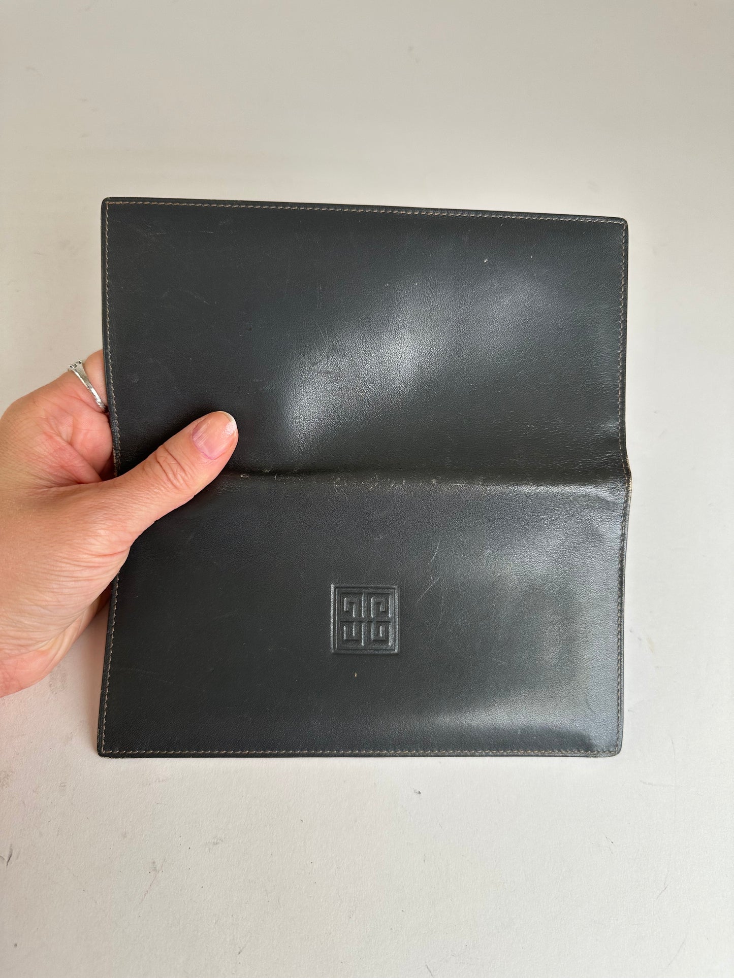 Vintage Givenchy 4G Leather Long Bifold Wallet Black