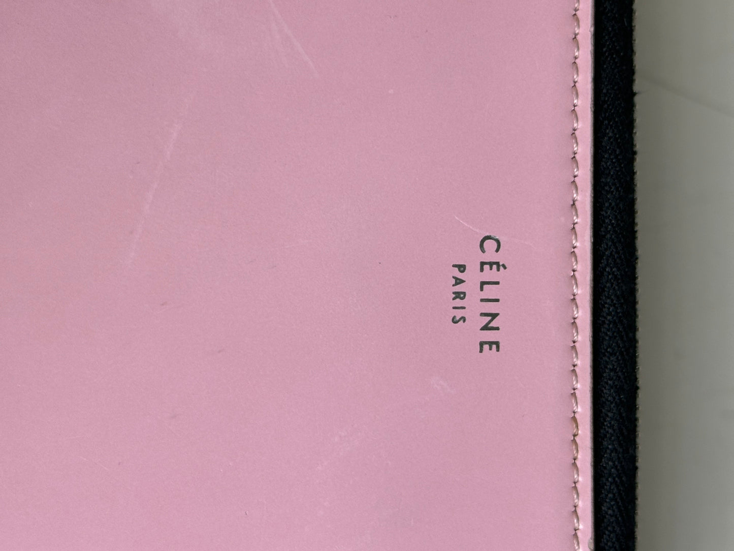 Vintage Celine Grained Leather Wallet Pink Silver