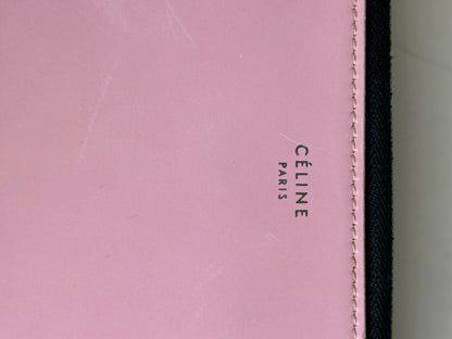 Vintage Celine Grained Leather Wallet Pink Silver