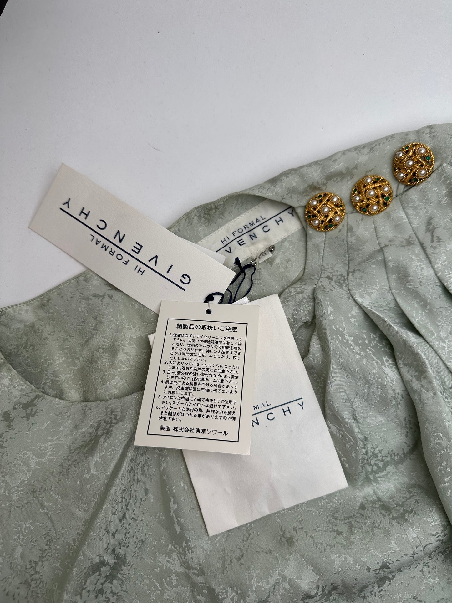 Vintage Givenchy Abstract Dress Grey Turquoise L