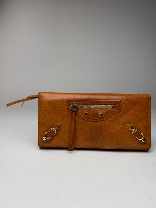 Vintage Balenciaga leather wallet brown