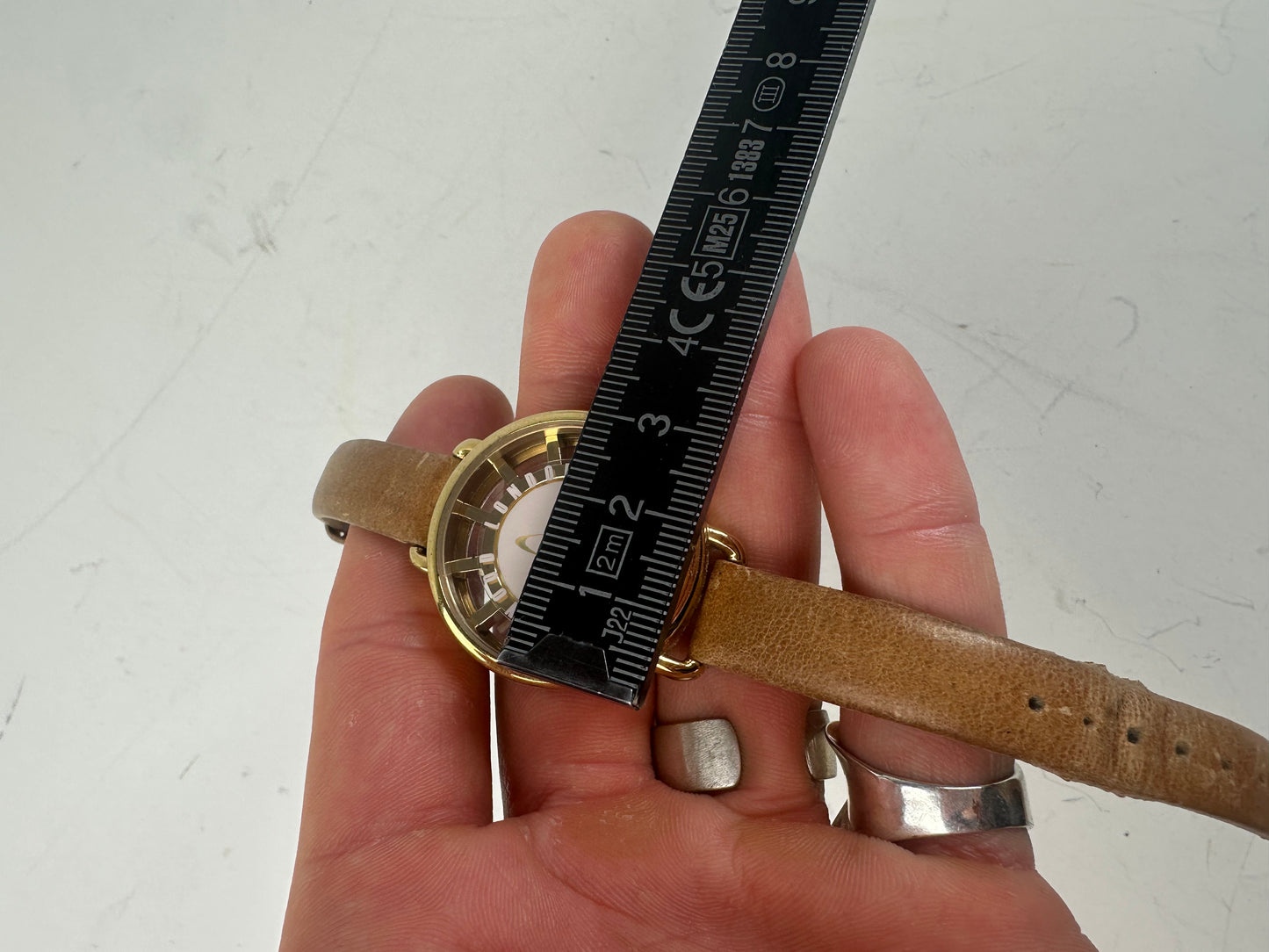 Vintage Vivienne Westwood Leather Strap Watch Beige Gold
