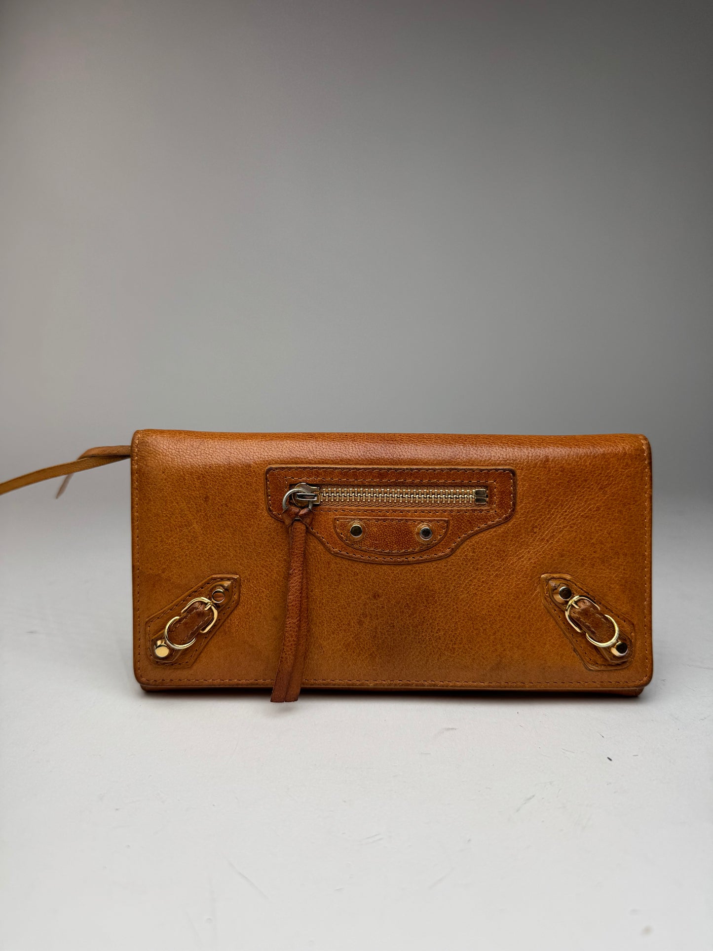 Vintage Balenciaga leather wallet brown