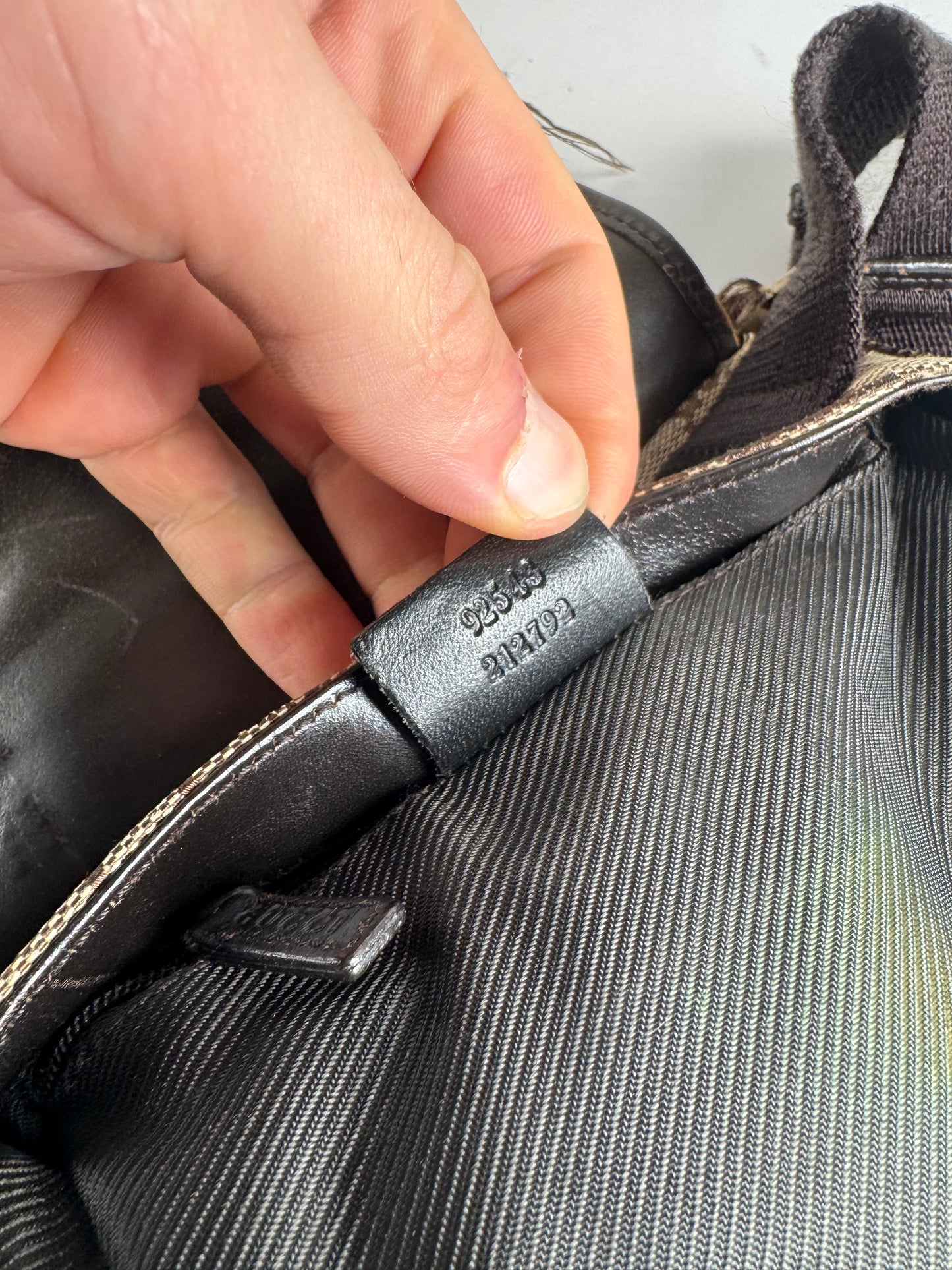 Vintage Gucci Monogram Crossbody Bag Beige Brown