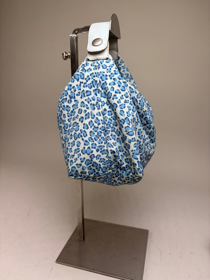 Vintage Bottega Veneta Polka Dot Fabric Tote Light Blue Navy