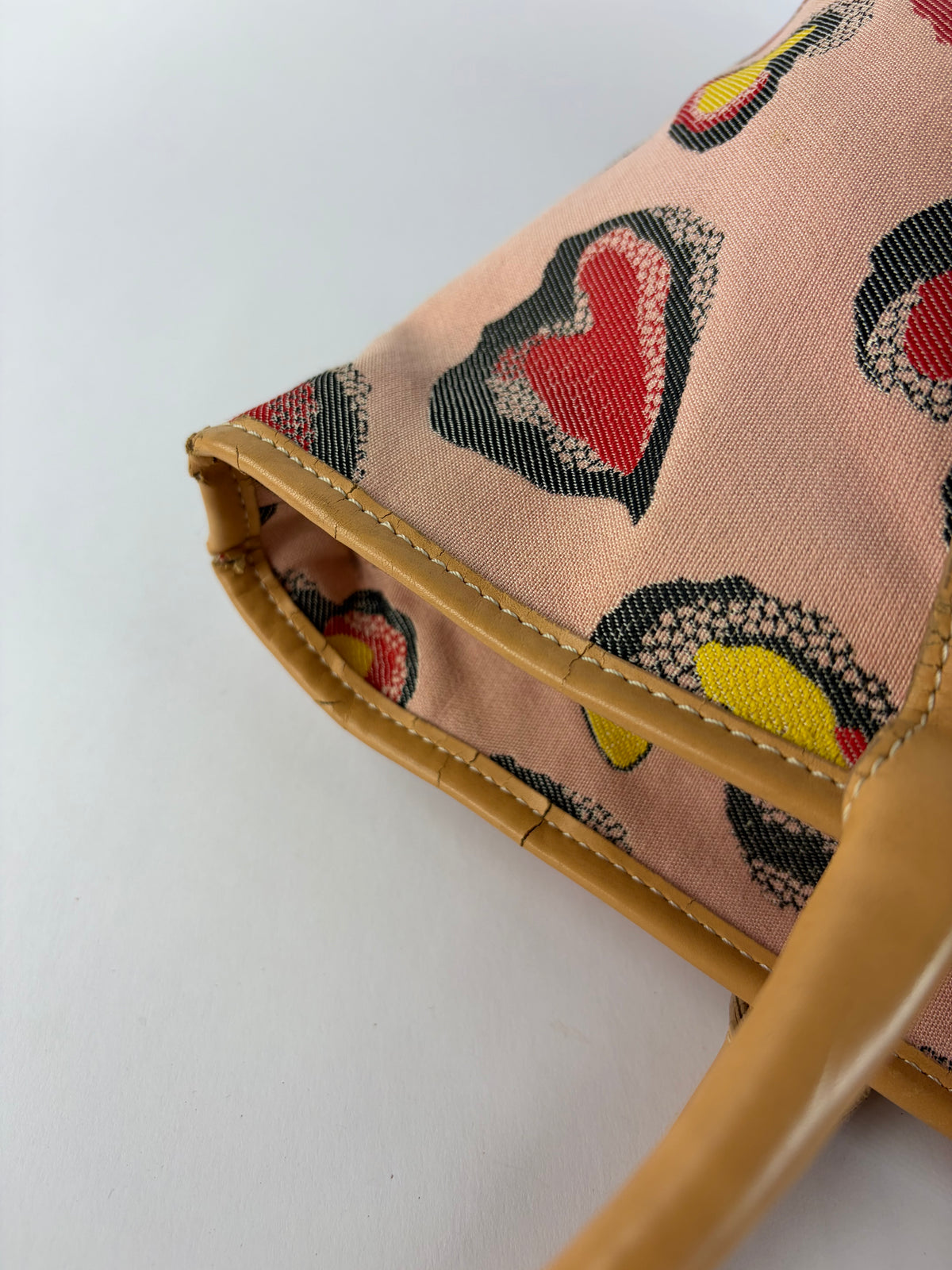 Vintage Vivienne Westwood Heart Print Canvas Tote Pink Red