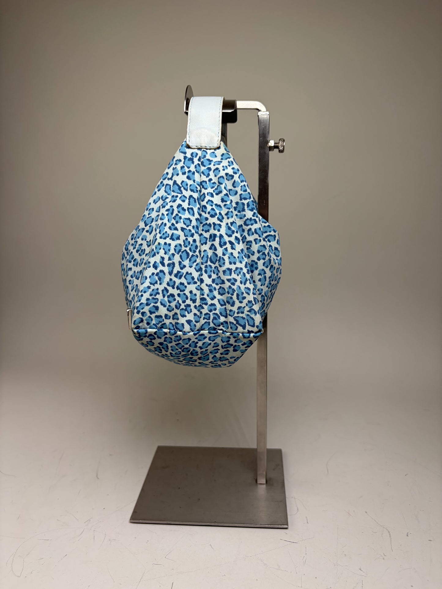 Vintage Bottega Veneta Polka Dot Fabric Tote Light Blue Navy