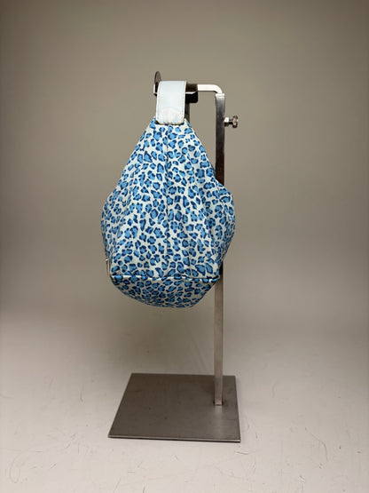 Vintage Bottega Veneta Polka Dot Fabric Tote Light Blue Navy