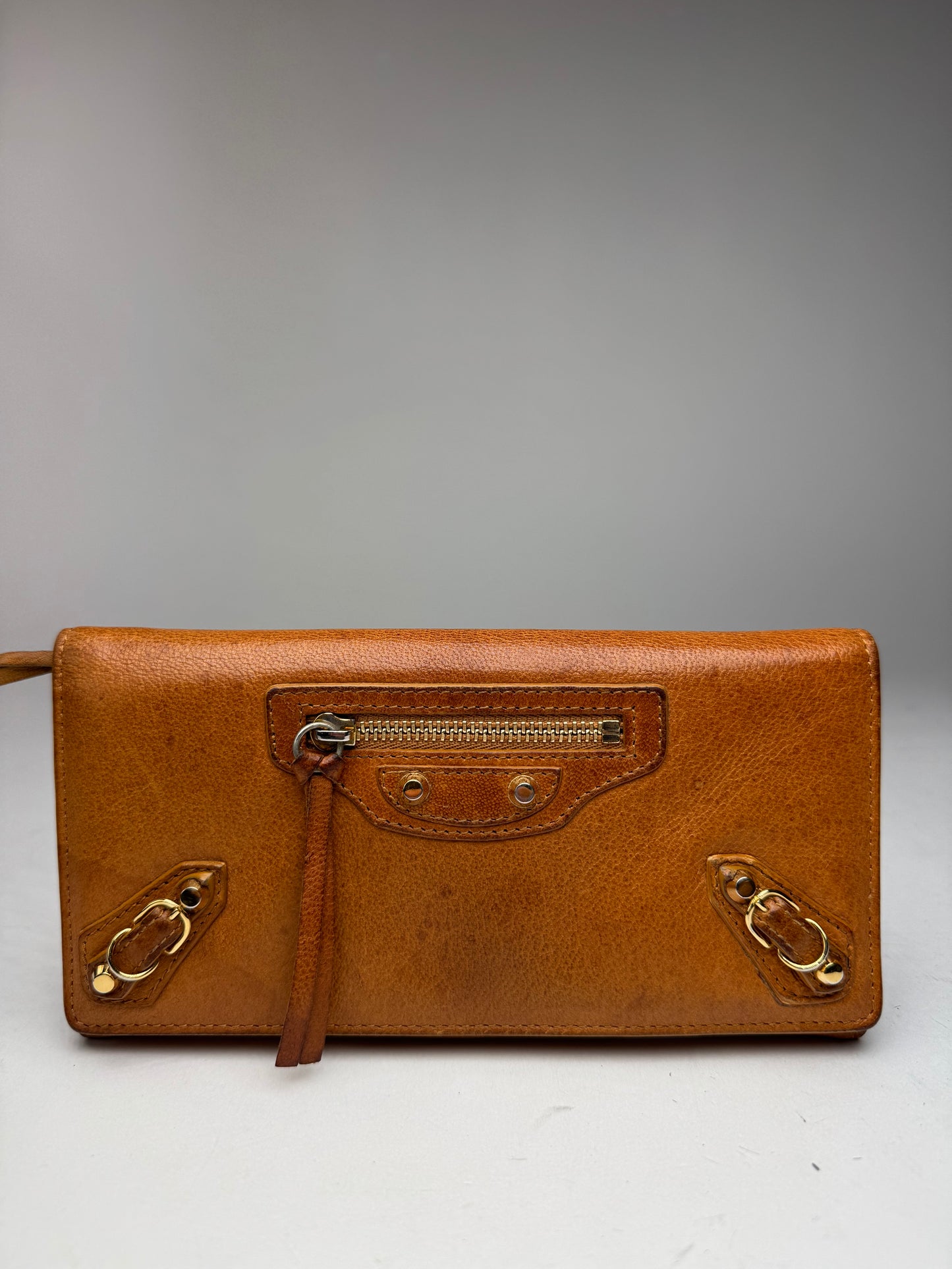 Vintage Balenciaga leather wallet brown