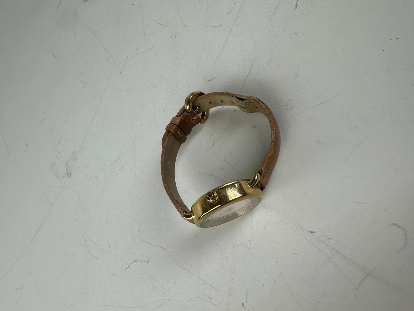 Vintage Vivienne Westwood Leather Strap Watch Beige Gold