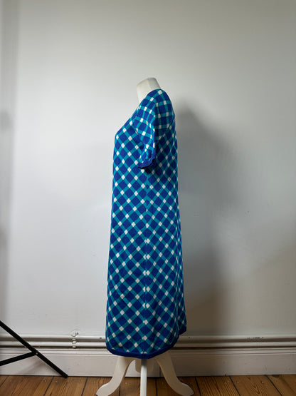 Vintage Yves Saint Laurent Knitted Dress Blue Turquoise White M