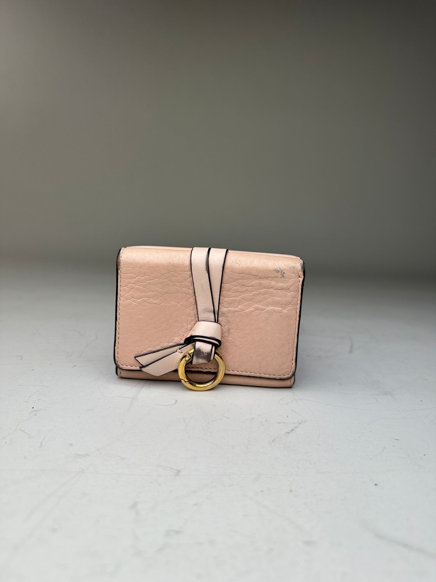 Vintage Chloe Leather Wallet Light Pink Gold Ring France