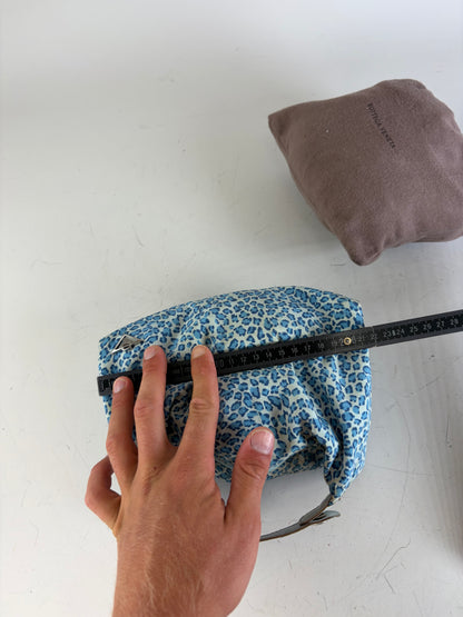 Vintage Bottega Veneta Polka Dot Fabric Tote Light Blue Navy