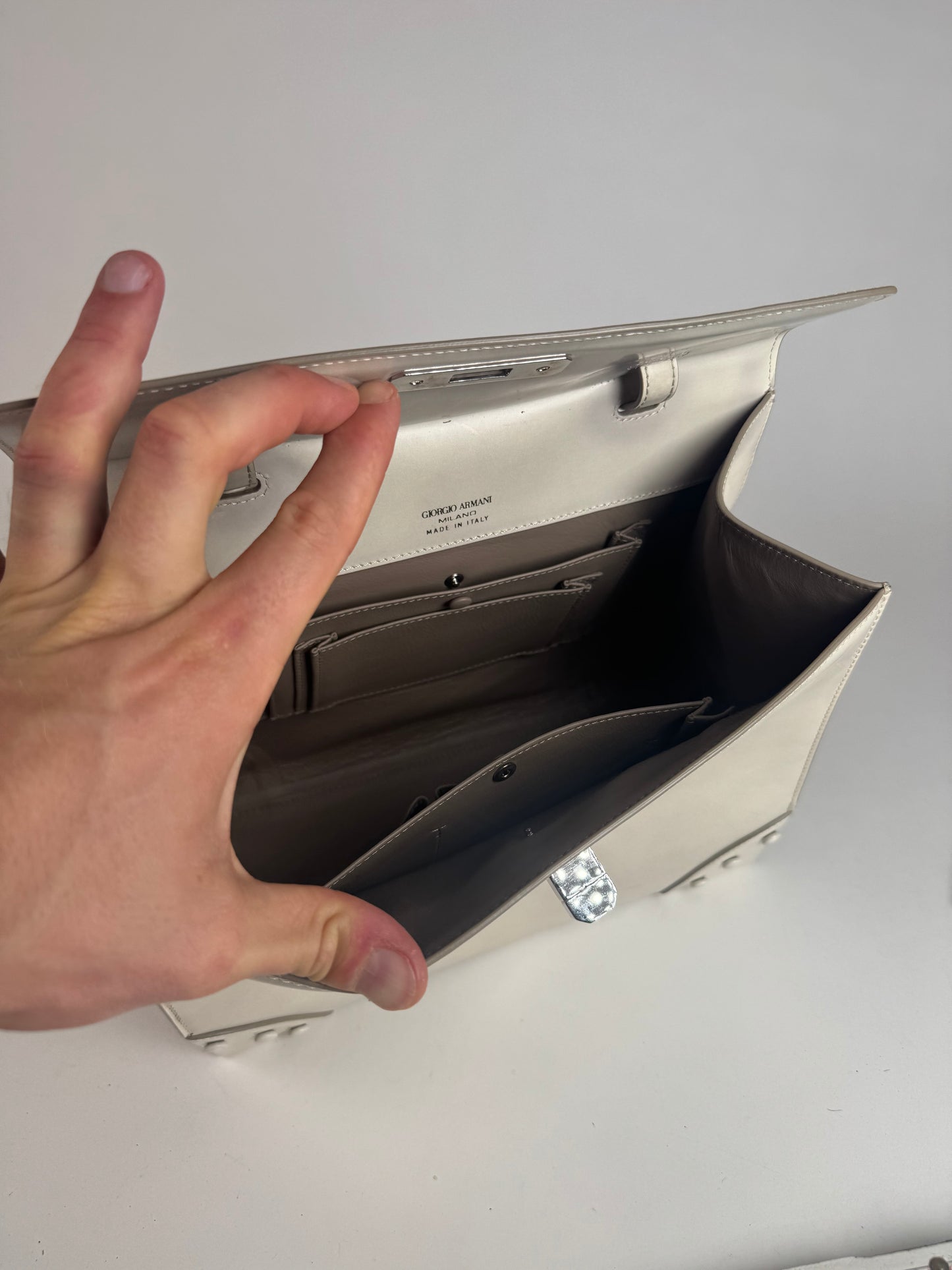 Vintage Giorgio Armani leather bag white