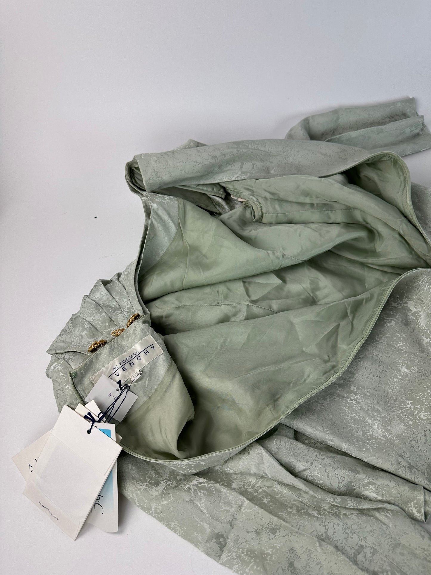 Vintage Givenchy Abstract Dress Grey Turquoise L