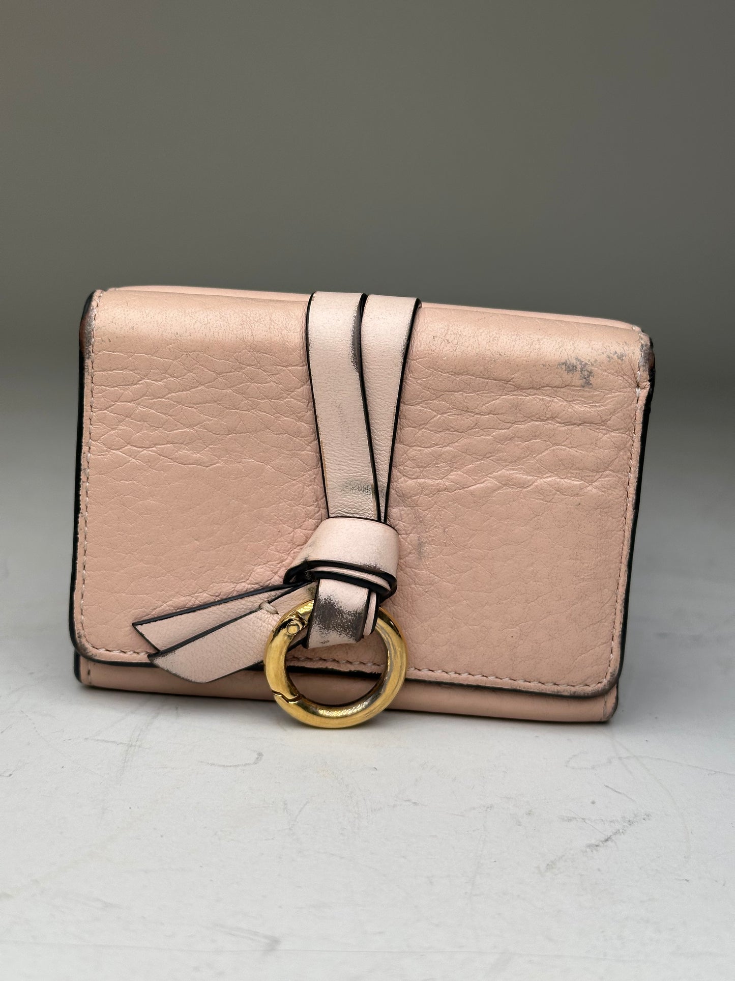 Vintage Chloe Leather Wallet Light Pink Gold Ring France