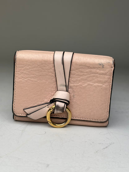 Vintage Chloe Leather Wallet Light Pink Gold Ring France