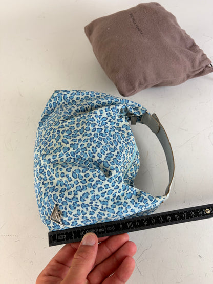 Vintage Bottega Veneta Polka Dot Fabric Tote Light Blue Navy