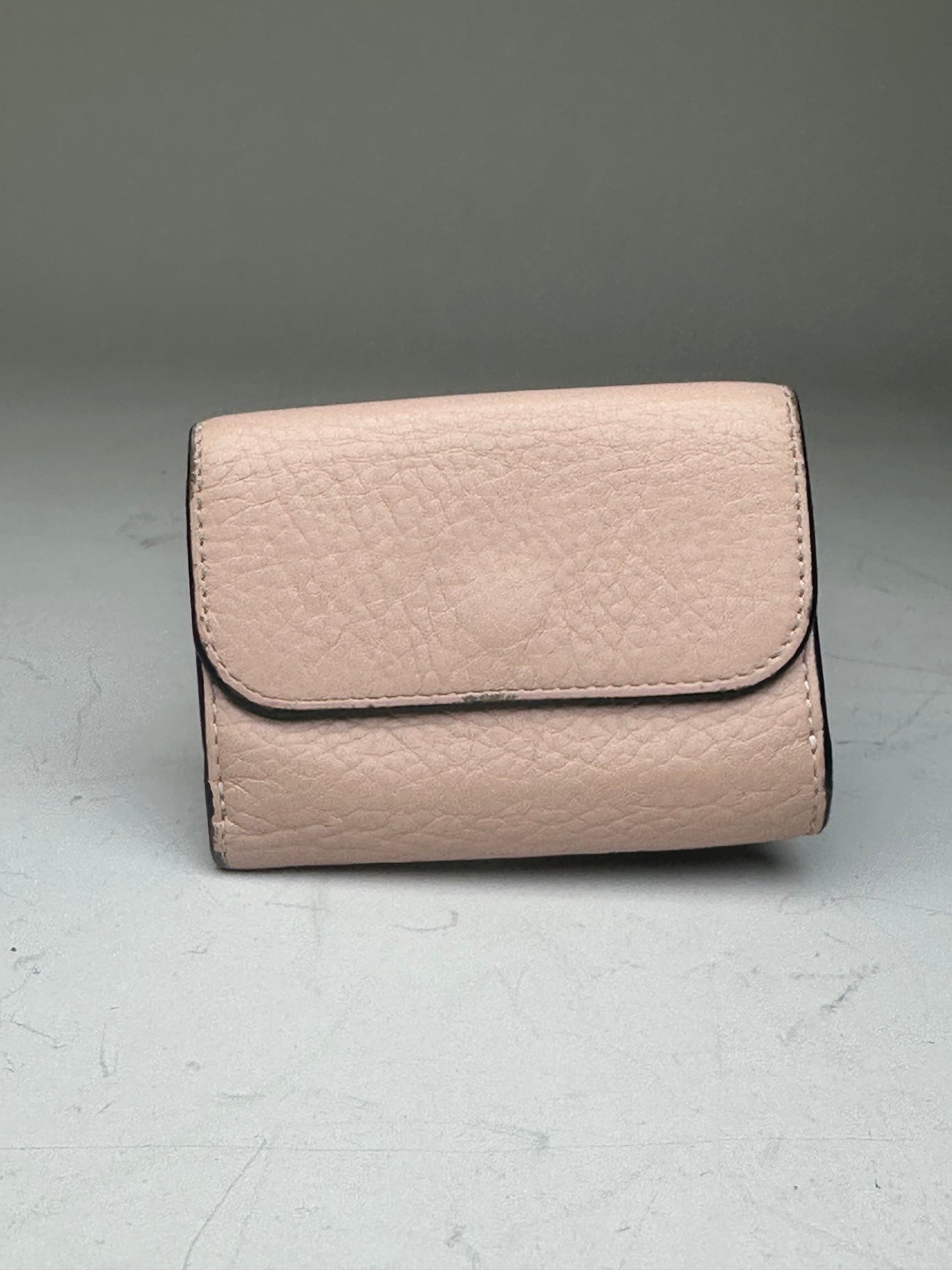 Vintage Chloe Leather Wallet Light Pink Gold Ring France