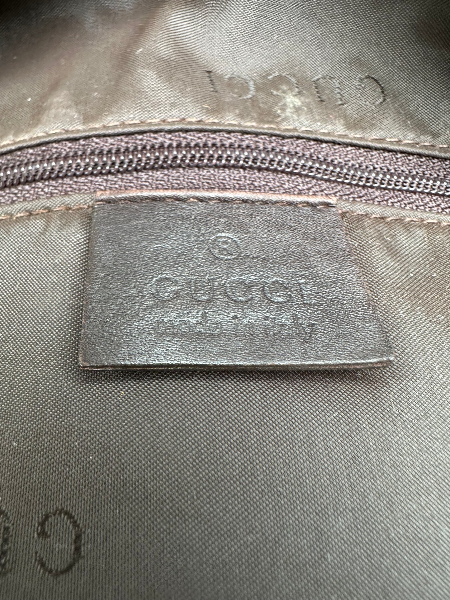 Vintage Gucci Canvas Leather Hobo Shoulder Bag Olive Green Brown